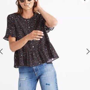 Madewell starry night short sleeve button up top